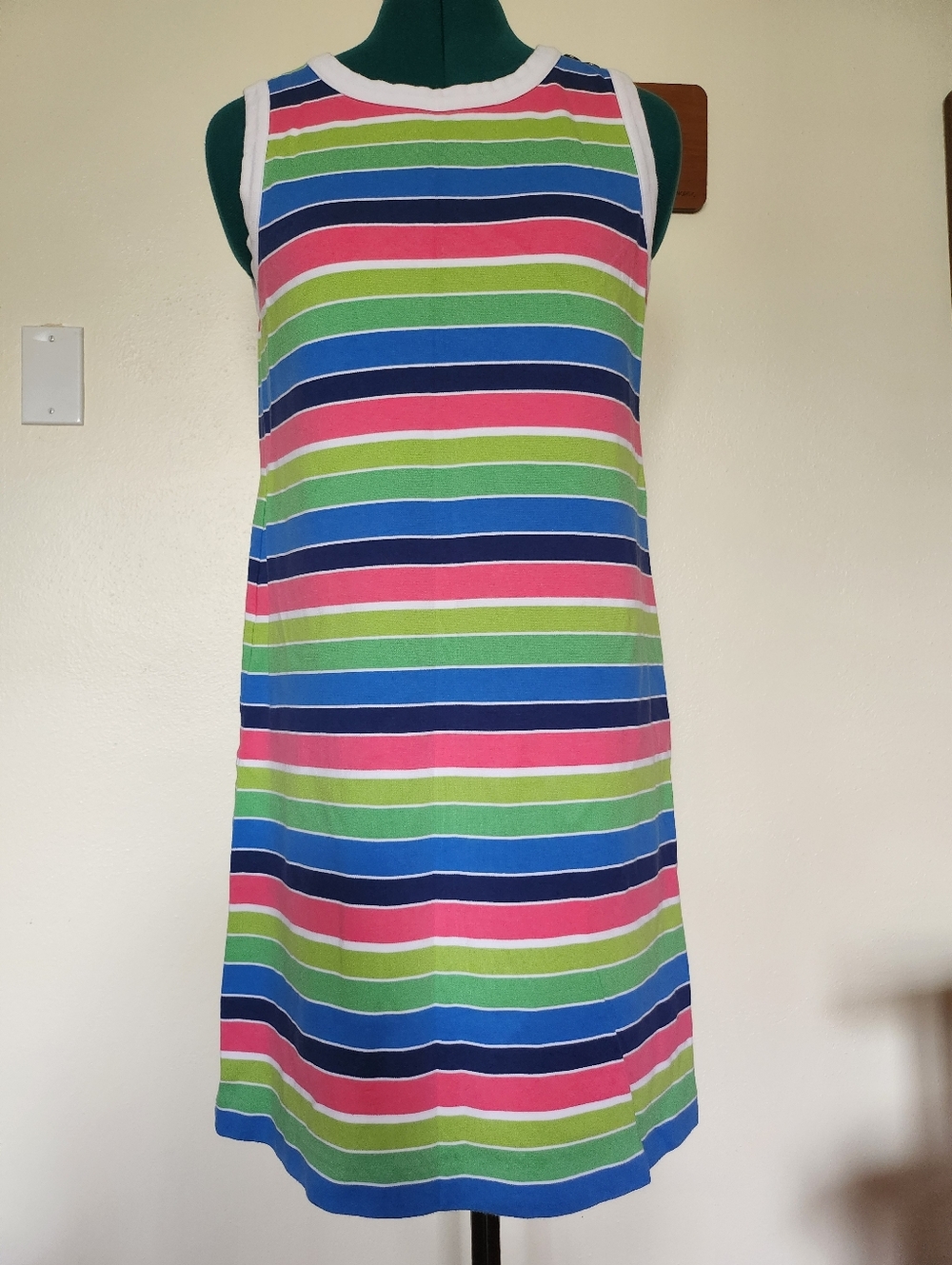 Sleeveless Multicolor Stripe Shift Dress